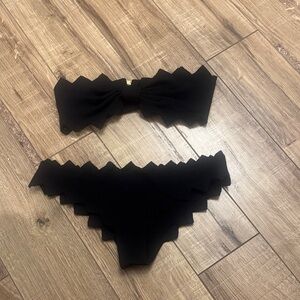 Marysia Swim Black Scalloped Bikini
